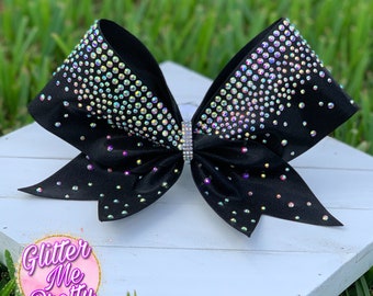 Sparkly Rhinestone black satin bow headband ￼ Rhinestone Bow Headband : AC63 - Just For Kix main image 4