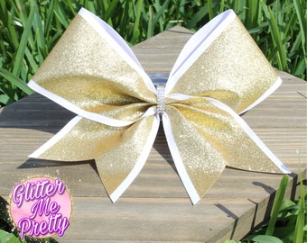 Cheer Bow Gold Glitter Big Glitter Cheer Bow Custom Team Colors Cheer Bows Practice Game Cheer Bows Team Bow Competition Cheer Custom Bows