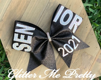 Senior Cheer Bow Custom Black Cheer Bows Dance Bows 2021 Senior Gifts Grote zwarte strikken Strass Cheer Bows Bling Bows