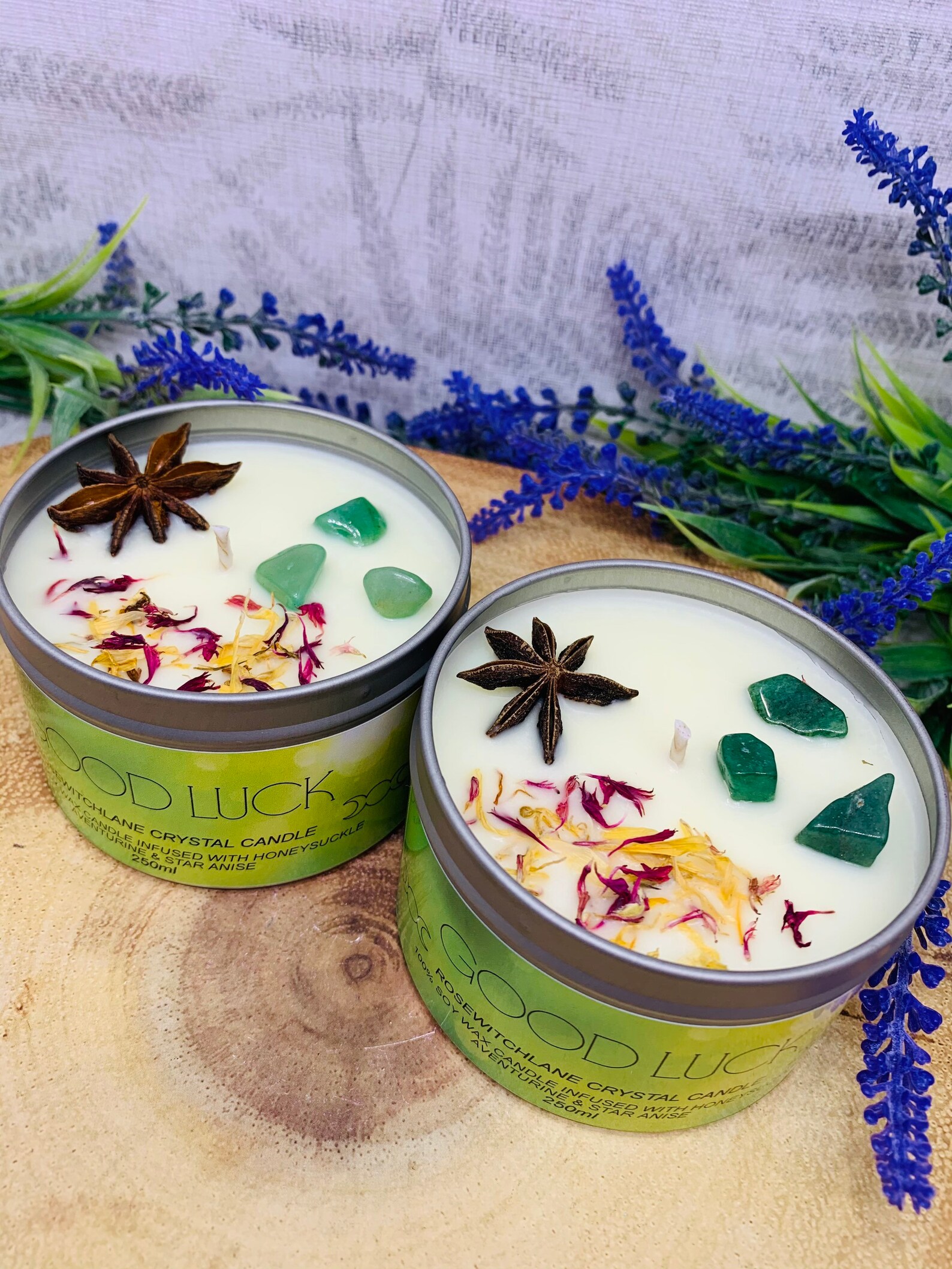 Good Luck Crystal Candle Spell Candle Witch Candle Etsy