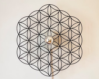 Shadow Lamp Flower of Life - Wall Lamp Wooden Lampshade - Ceiling Light - Shadow Sacred Geometry