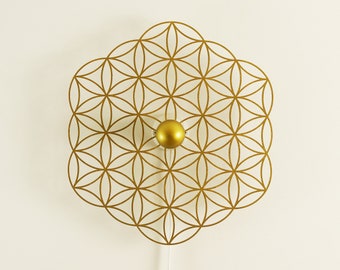 LED wall lamp Flower of Life - Wooden lampshade ceiling light - Shadow lamp Sacred Geometry