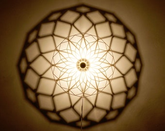 Wall Lamp Silhouette Sacred Geometry Torus Vortex - Wood Lampshade - Shadow Ceiling Lamp Mandala