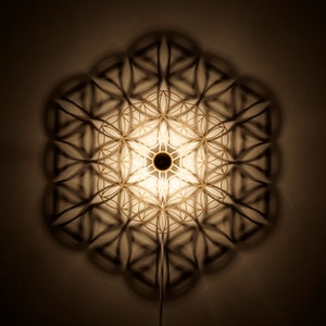 Wall Lamp Flower of Life - Shadow Lamp Wooden Lampshade - Ceiling Light - Shadow Sacred Geometry