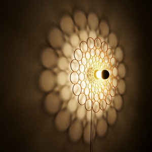 LED wall light Bubbles - wooden lampshade - shadow lamp wall - filigree wall lamp with a beautiful silhouette