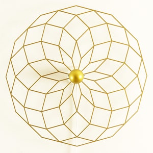 Halogeen wandlamp silhouet heilige geometrie torus vortex - houten lampenkap - schaduw plafondlamp mandala