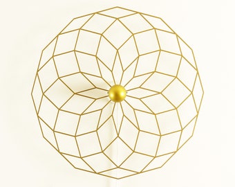 Halogen wall lamp silhouette sacred geometry torus vortex - wooden lampshade - shadow ceiling lamp mandala