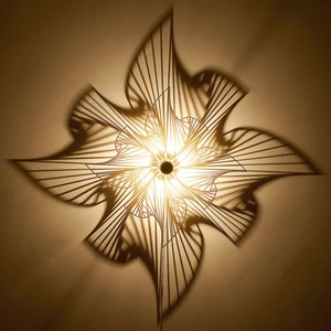 Wall lamp OP Art #1 - wooden lampshade - shadow lamp - silhouette fractal