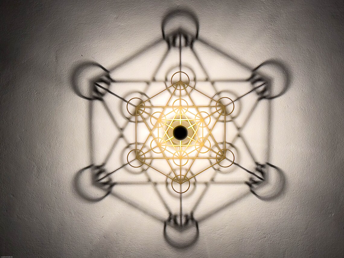 Wall Lamp - Sacred Geometry - the Cube of Metatron - Wooden Lampshade ...