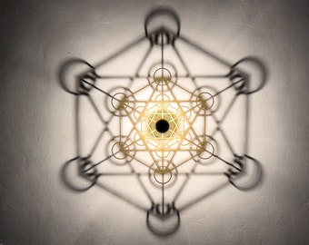 Wall Lamp - Sacred Geometry - The Cube of Metatron - Wooden Lampshade - Shadow Play - Spiritual Space