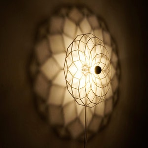 LED wall light sacred geometry torus vortex - wooden lampshade silhouette - shadow ceiling light mandala