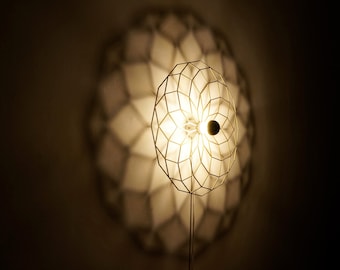 LED wall light sacred geometry torus vortex - wooden lampshade silhouette shadow ceiling light mandala