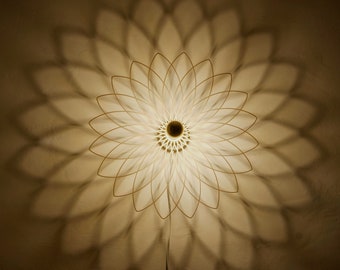 Wall lamp silhouette - flower - wood ornament - shadow ceiling light
