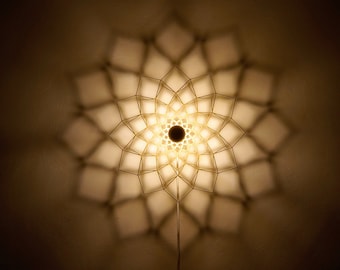 Wall lamp silhouette - flower #3 - wood ornament - shadow ceiling light - mandala - diamond shadow lamp