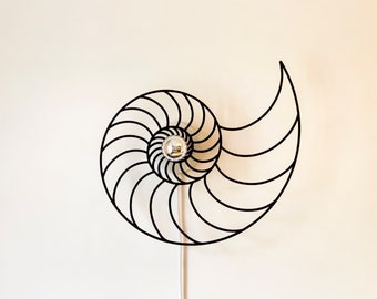 Shadow light Nautilus - wooden lampshade - wall lamp wondrous spiral - accent light wall