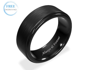 Black Tungsten Ring • Mens Wedding Band • Promise Ring For Him • Personalized Ring for Men • Gift for Boyfriend • Anniversary Gift Men • M1