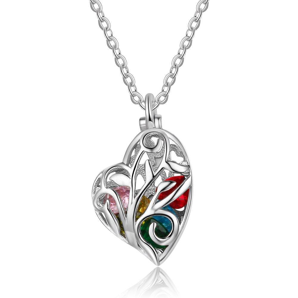 Caged heart birthstone necklace discount