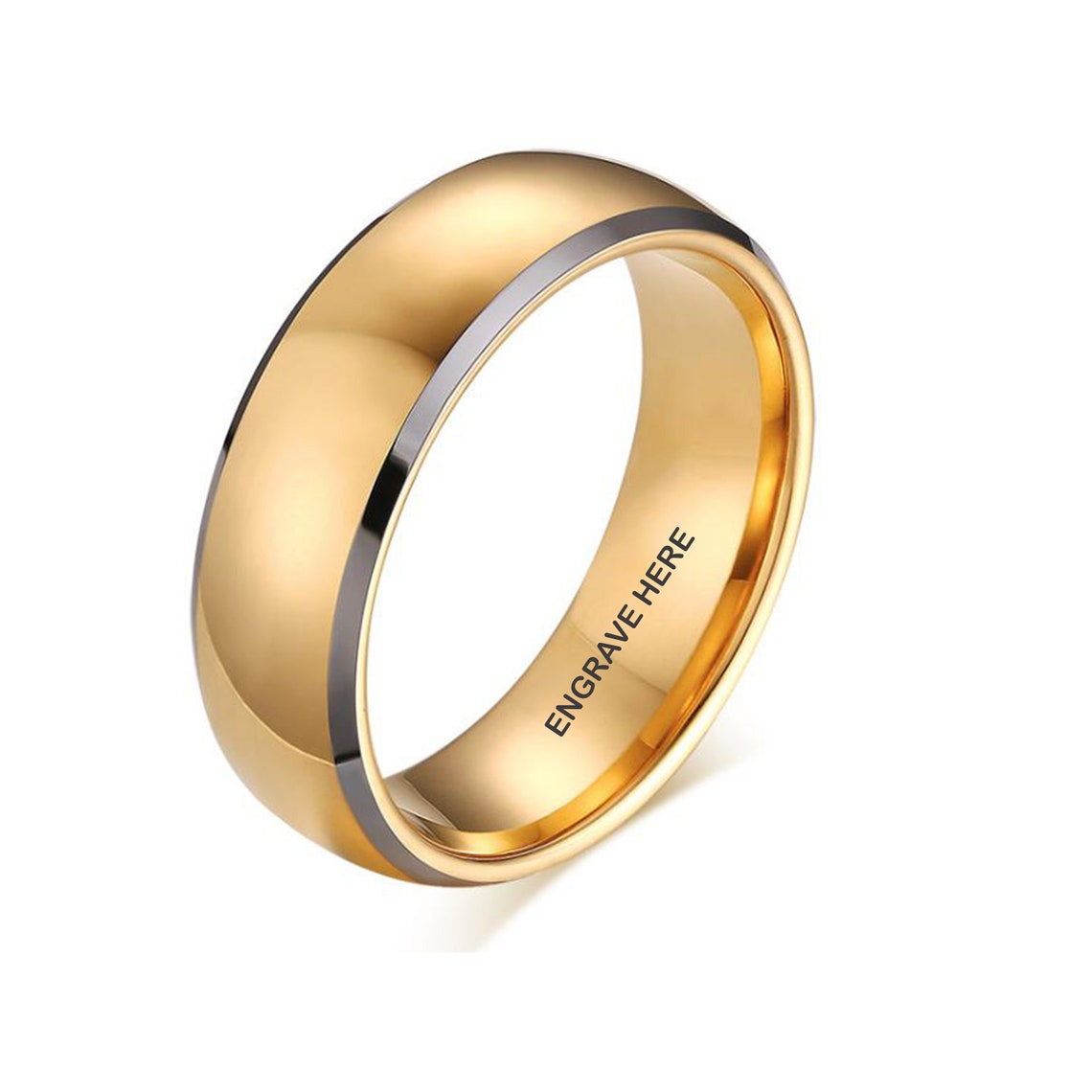 Mens Gold Wedding Band Personalized with Engraved Phrase Etsy