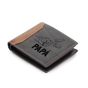 Cartera personalizada con foto para hombre - Cartera delgada de cuero plegable - Regalo para el Día del Padre - Para papá, papá y esposo - Grabado de nombre personalizado - W1