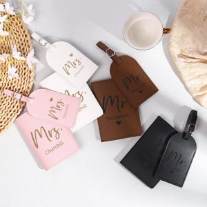 Personalized Luggage Tags, Custom Luggage Tag for Married Couples, Bridesmaid Gift, Name Tags for Bags, His and Hers, Travel Accessory - D6