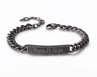 Personalized Mens Engraved Bracelet • Father's Day Gift • Engraved Name and Date • Gift for Him • Stainless Steel Bracelet • Custom Gift R1