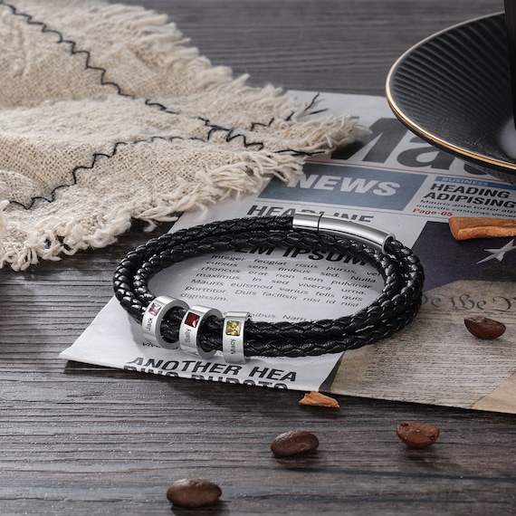Leather birthstone bracelet deals
