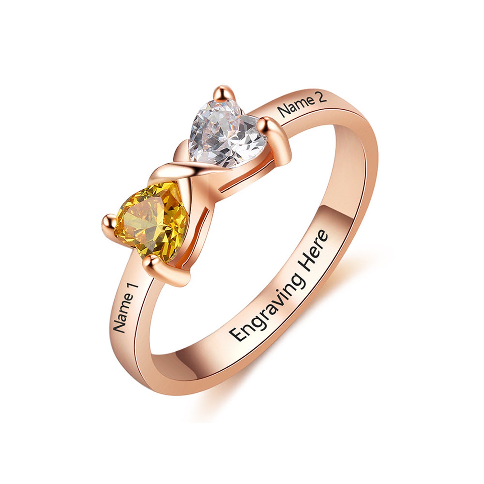 Promise Ring for Her Rose Gold Ring With Custom Names and Etsy