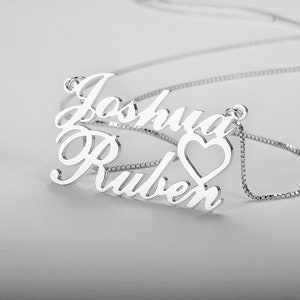 Double Name Necklace Engraved Name Necklace Necklace with Two Names Couples Name Necklace Friendship Necklace Anniversary Gift N26 image 2