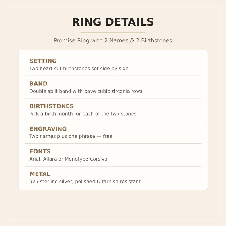 Promise Ring for Her with 2 Names and 2 Birthstones, Sterling Silver Double Band Ring with Pave Accents, Personalized Gift for Daughter image 7