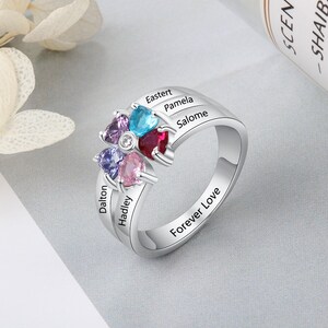 Family Ring 5 Engraved Names, 5 Custom Birthstones, and 1 Inner Ring ...