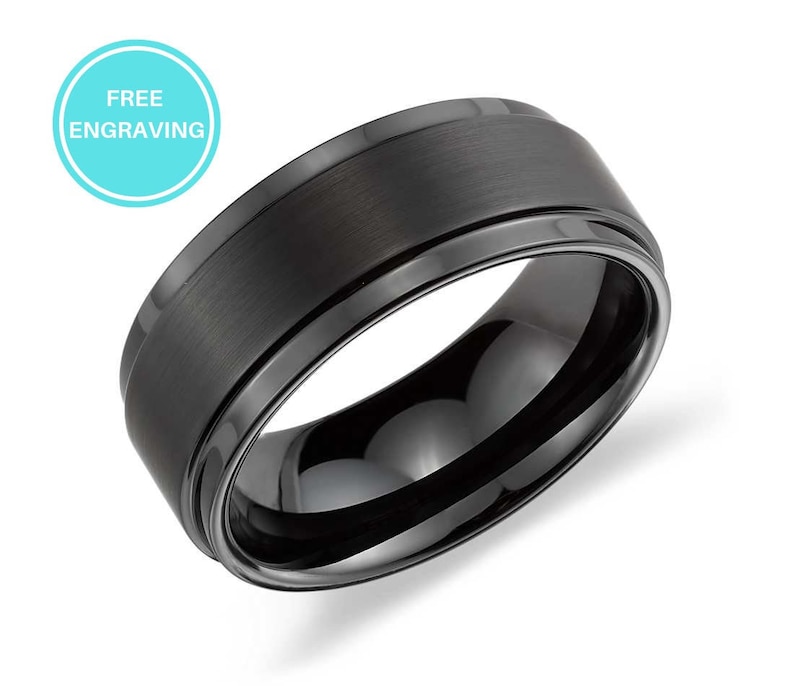 Personalized Black Tungsten Ring Promise Ring for Him Mens Etsy