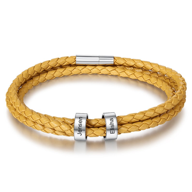 Personalized leather bracelet with multiple names