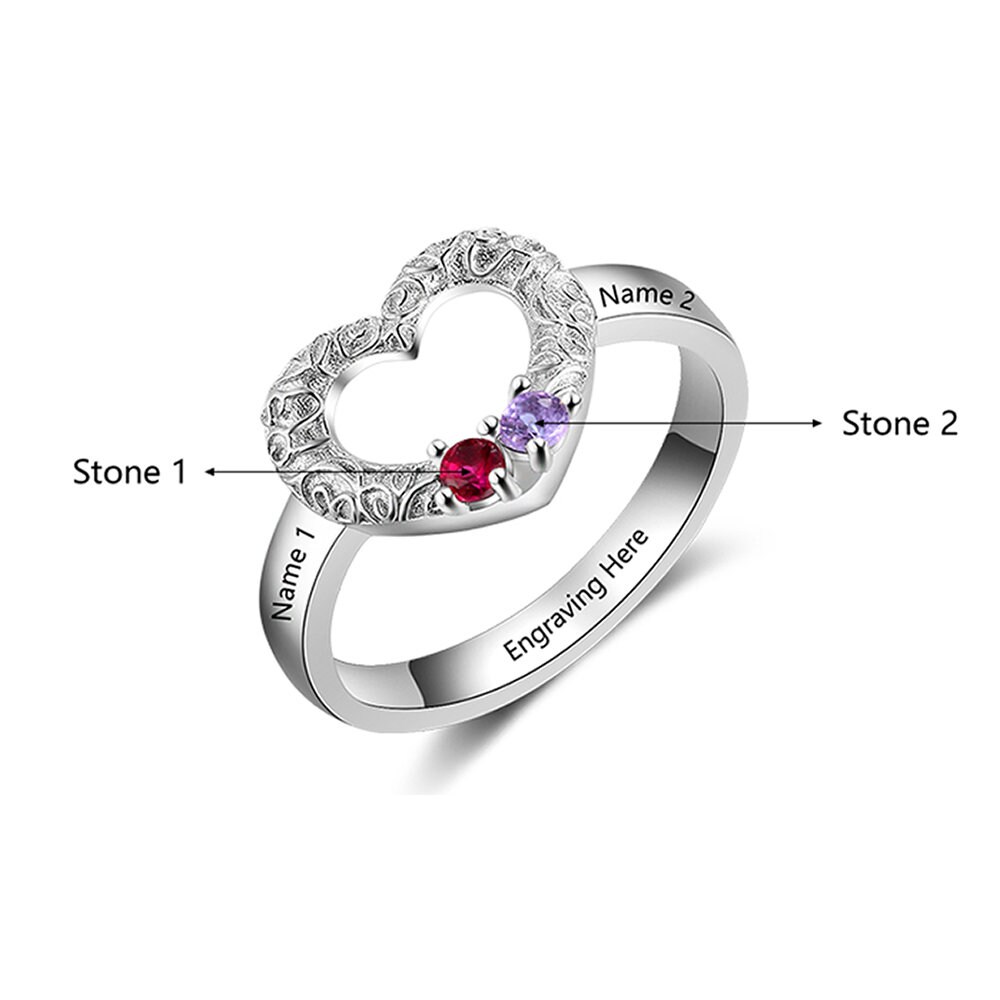 Heart Shaped Anniversary Ring for Her Personalized With 2 Etsy