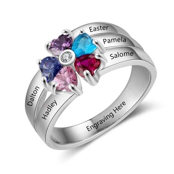 biggest online shop Personalized Mothers Ring 5 Stone 5 Name Engraved  Sterling Silver - Mother Ring 5 Birthstone - Grandma Ring 5 Stone - Grandmother  Ring Gift | www.fcbsudan.com