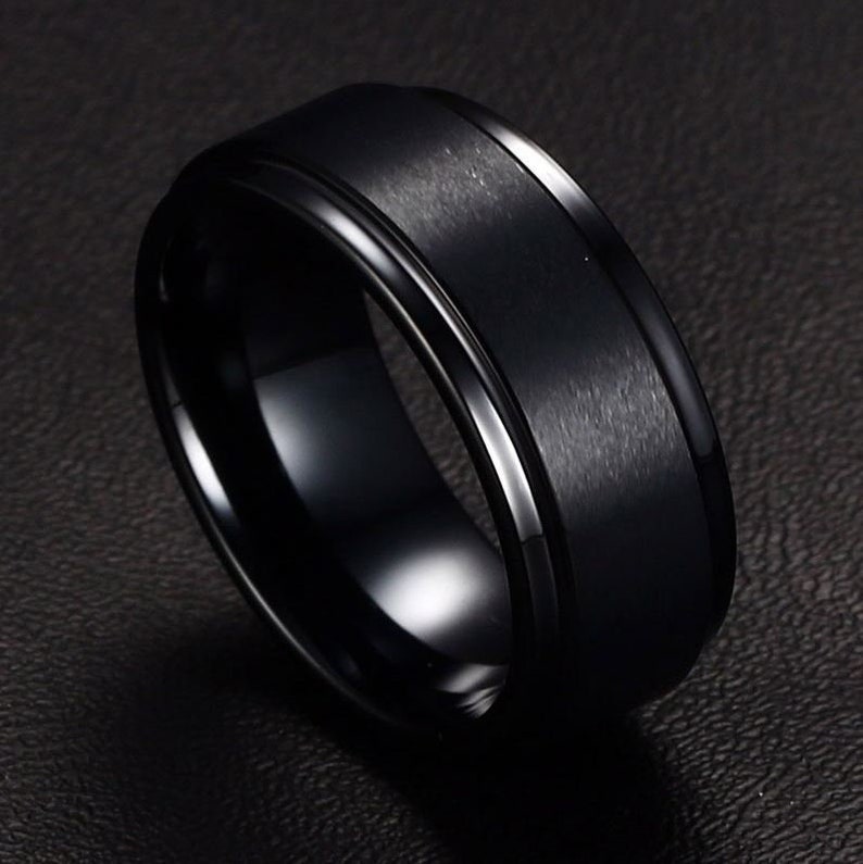 Personalized Black Tungsten Ring Promise Ring for Him Mens Etsy