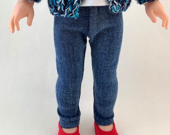 Star Denim Capri Pants Fits 18/" American Girl Doll Clothes Top Faux Pockets