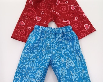14.5 Inch Doll Loungewear - Upcycled Comfy Pants, Pajama Pants, Lounge Pants/Capris/Shorts in Assorted Lengths | Fits like Gotz Little Kidz