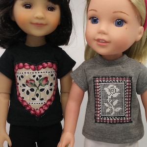 14,5-Zoll-Puppen-T-Shirt - Assorted T-Shirts mit Applikationen | Passt gerne für Gummistiefelputzer, Glitzer Girls und Ruby Red Fashion Freunde
