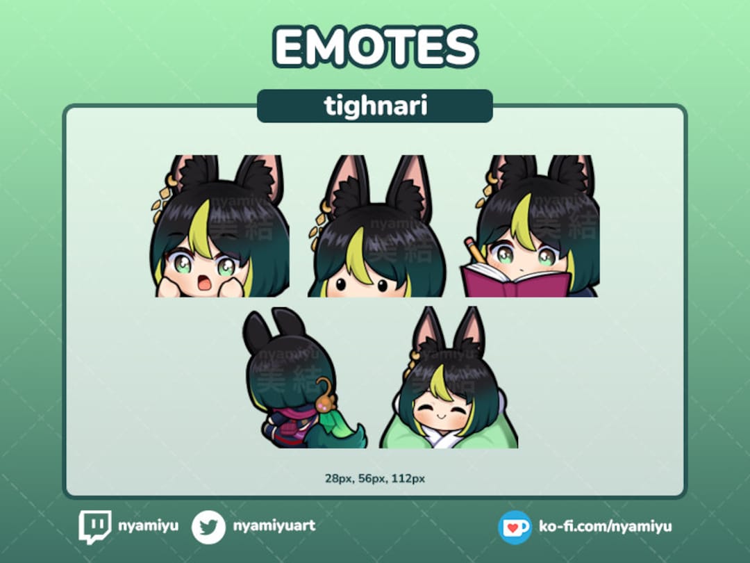 Tighnari emote set twitch discord genshin impact etsy
