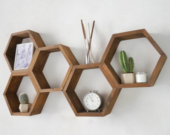 Estantes hexagonales/estantes de cocina/estantes de baño/estantes Honeycomb/regalo/arte de pared/estantes/estantes hexagonales/hexágonos