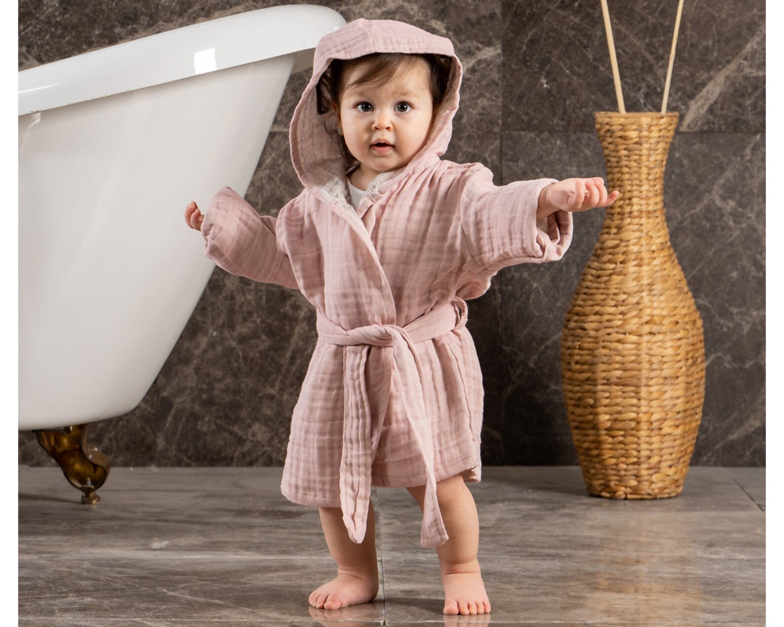 Muslin Baby Robe Baby Bathrobe Babies Robe Baby Robe Etsy