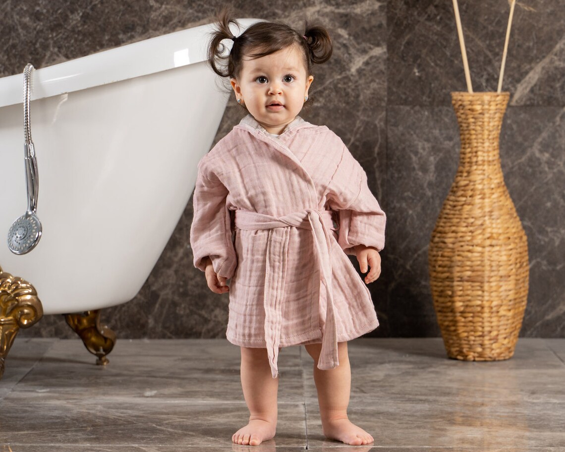 Muslin Baby Robe Baby Bathrobe Babies Robe Baby Robe Etsy