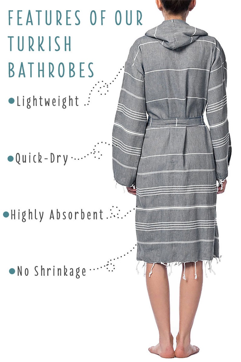 Turkish Bathrobe Bridesmaid Robe Gray Bathrobe Turkish Etsy