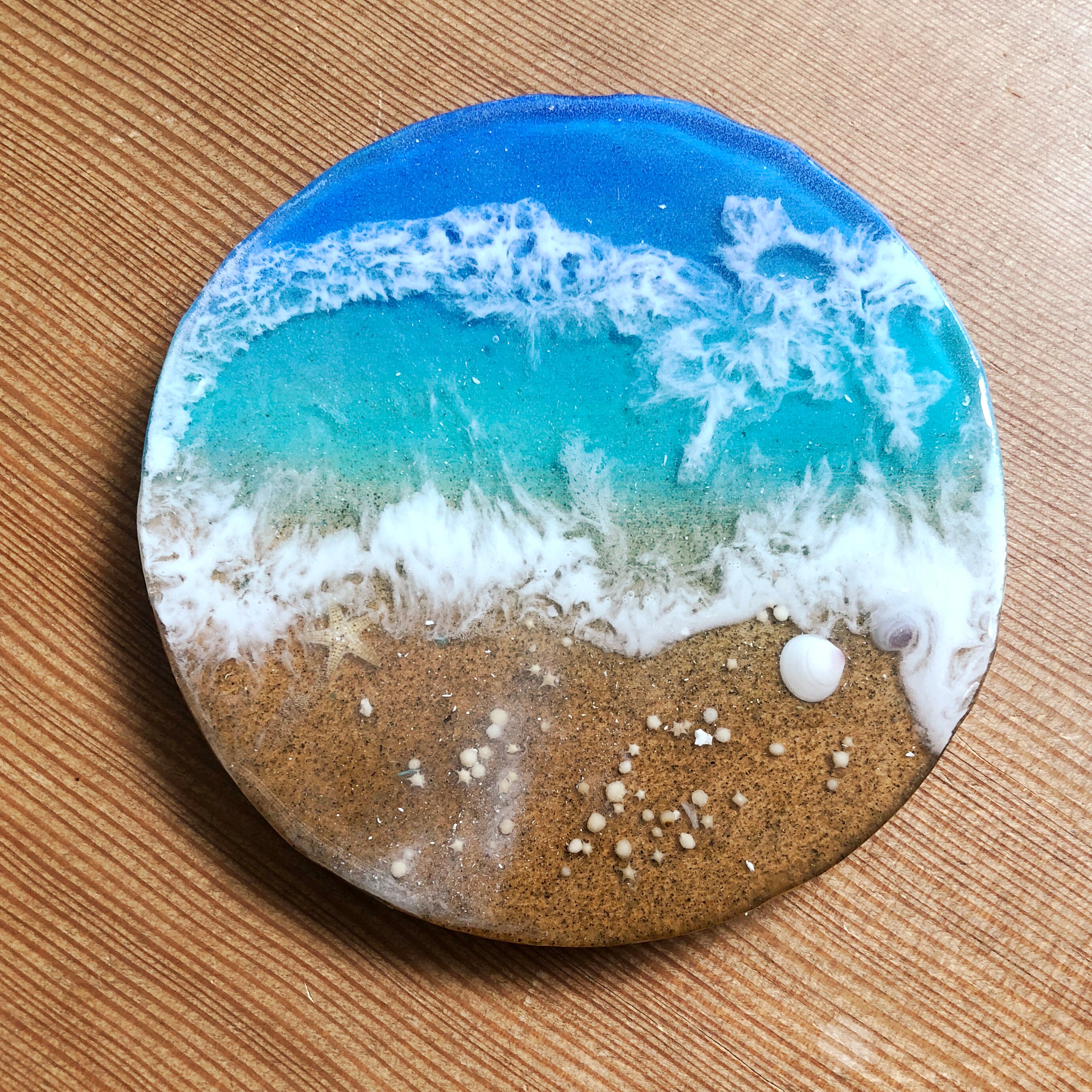 Resin tea coaster seaside 1 resin art fluid art Etsy
