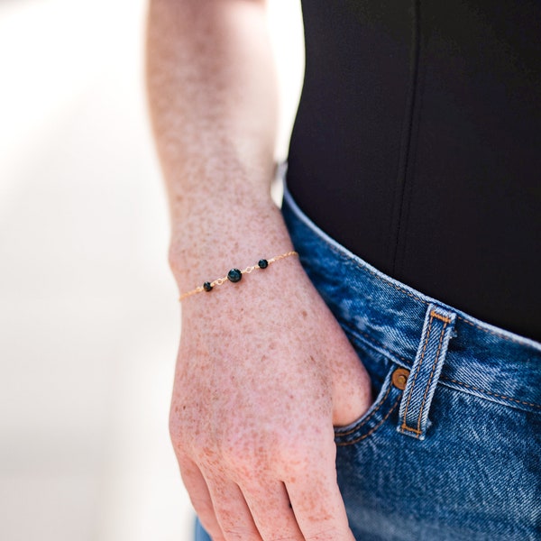 dainty bloodstone gemstone bead sterling silver, gold fill or rose gold fill wire wrapped bracelet