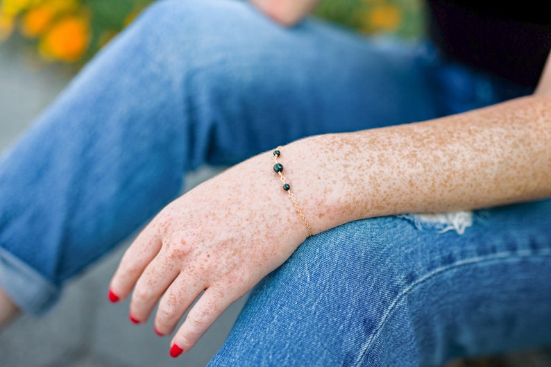 dainty bloodstone gemstone bead sterling silver, gold fill or rose gold fill wire wrapped bracelet image 3