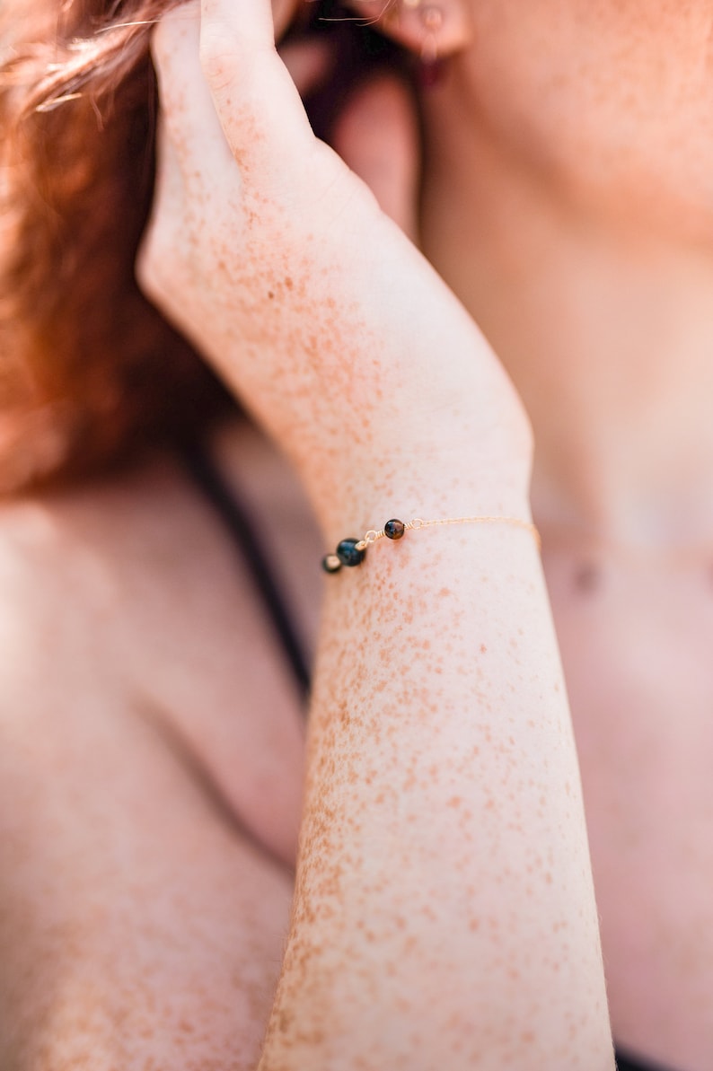 dainty bloodstone gemstone bead sterling silver, gold fill or rose gold fill wire wrapped bracelet image 2