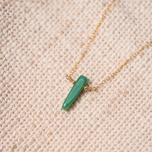Minimalist aventurine top drilled gemstone bead gold fill wire necklace