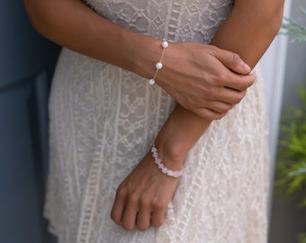 Multi Pearl Bead Sterling Silver, Gold Fill or Rose Gold Fill Wire Wrapped Bracelet Bridal, Birthday or Bachelorette