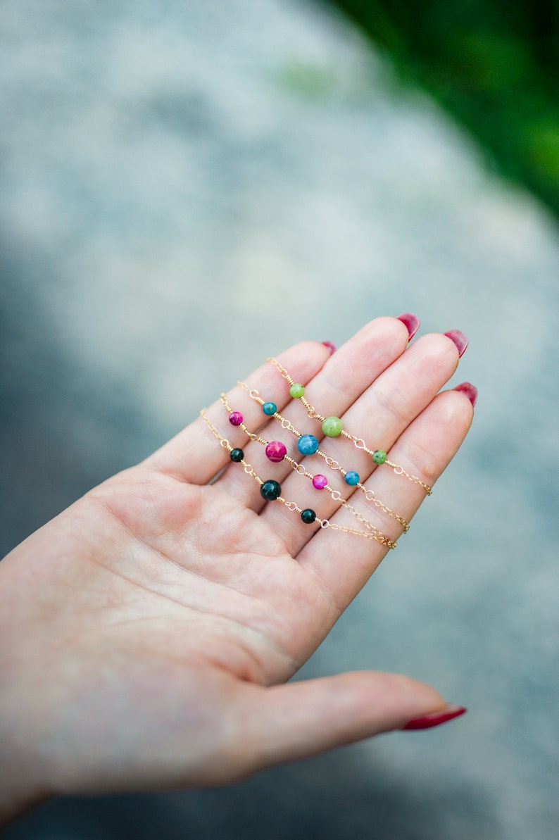 dainty bloodstone gemstone bead sterling silver, gold fill or rose gold fill wire wrapped bracelet image 4